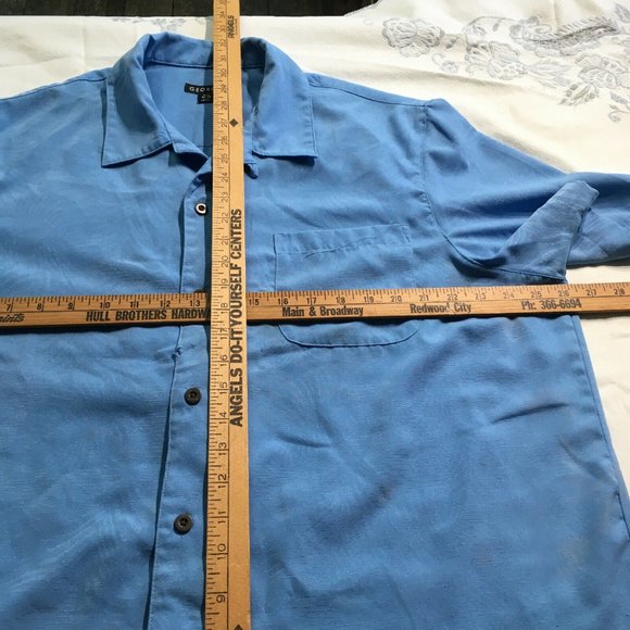 #54 George Short Sleeve Button-Down Blue Shirt Mens Size XL/XG (46-48) Solid Top - Picture 2 of 7